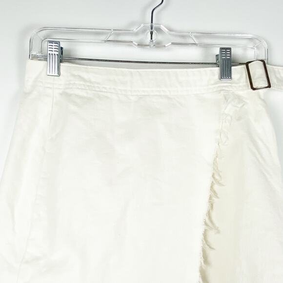 Superdown Kensington Denim Wrap Skirt White Mini Frayed Womens Size Small - Picture 4 of 13